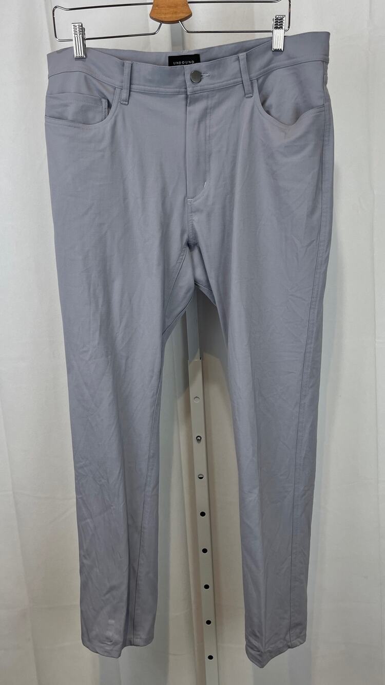 UNBOUND Mens Slim Merino Travel Pants 5 Pocket Zip Fly Stretch Gray Size 34